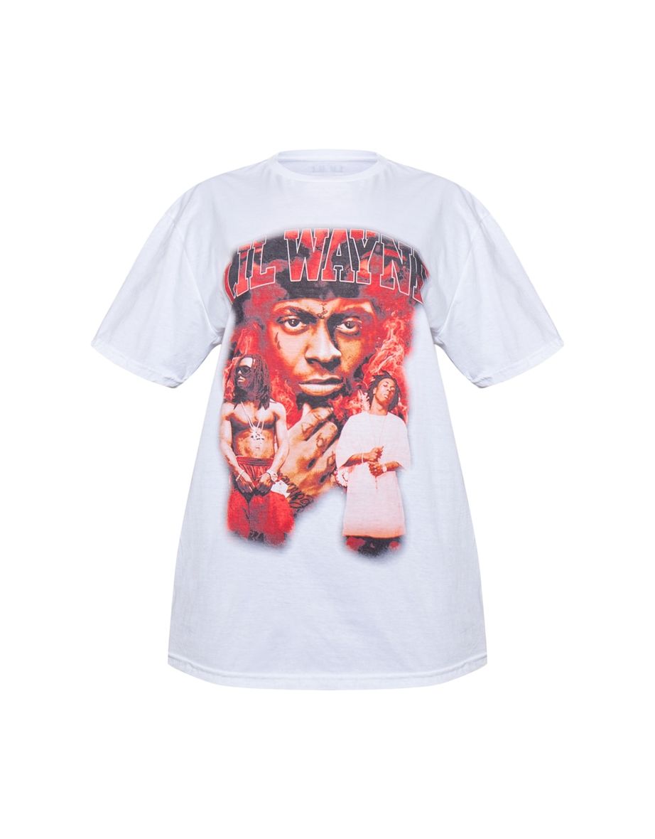 White Lil Wayne Printed Oversized T-shirt - 4