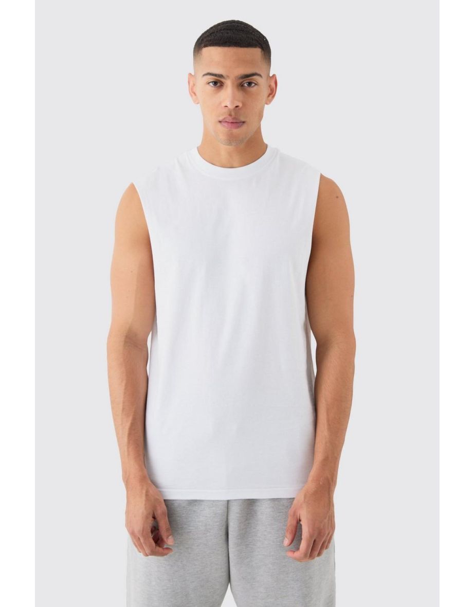 Basic Drop Armhole Tank - white