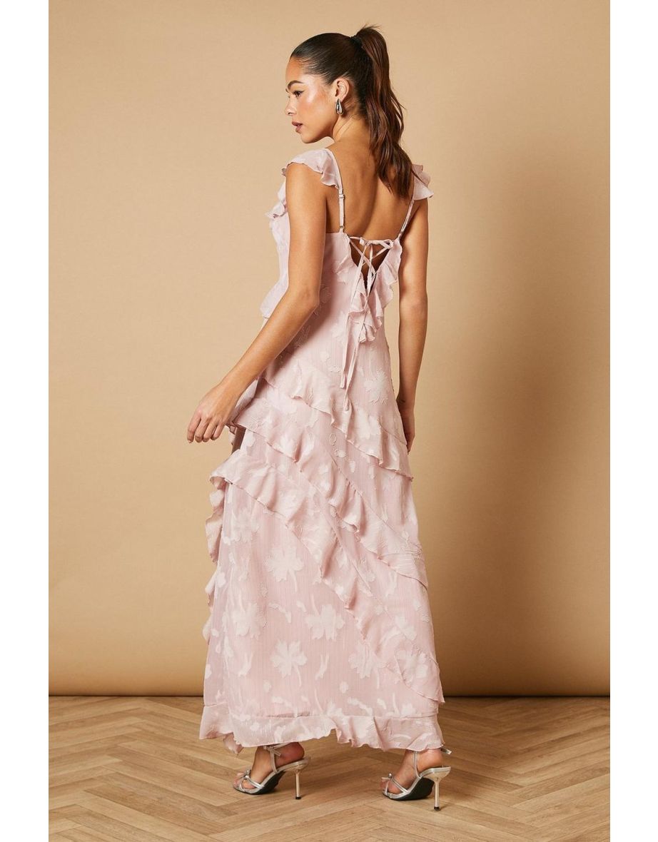 Ruffle Jacquard Print Maxi Dress - 3
