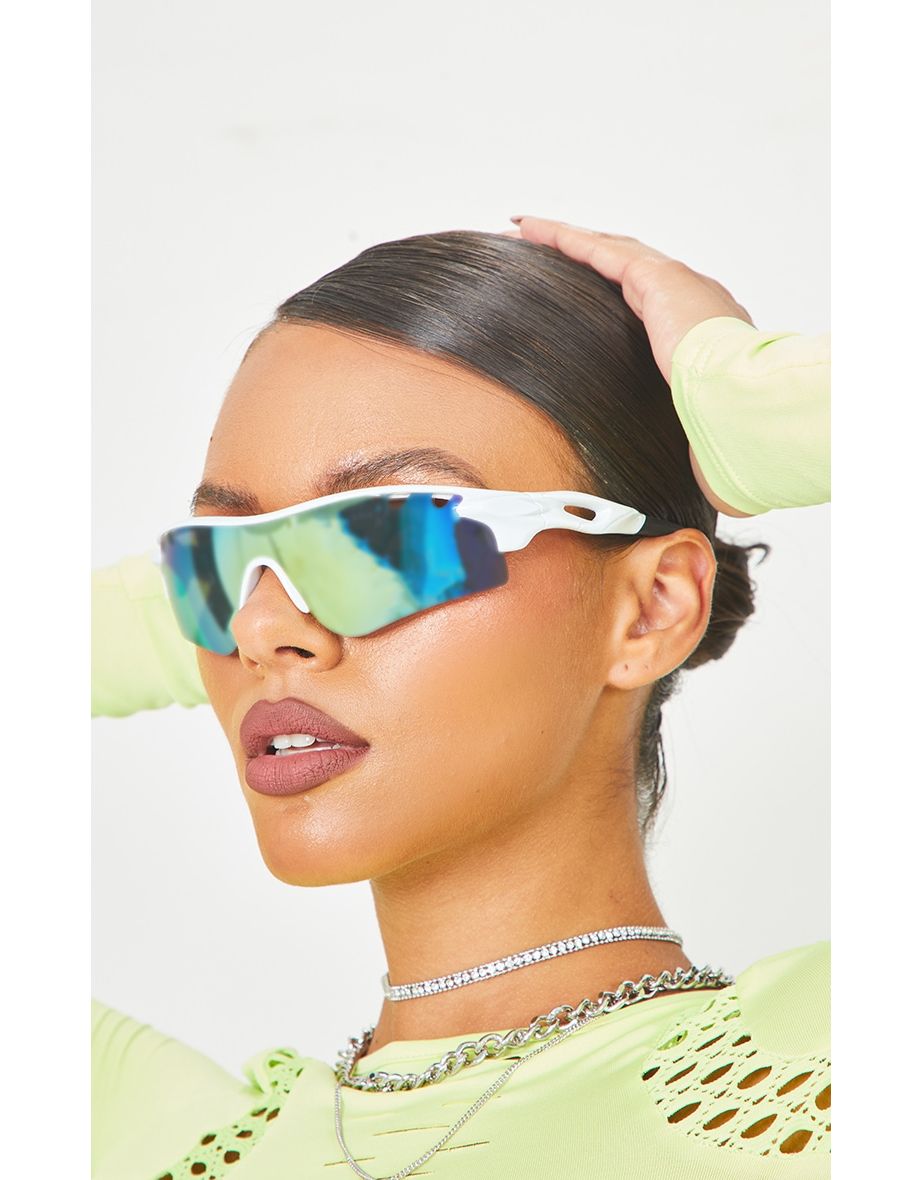 White Cut Out Sporty Sunglasses