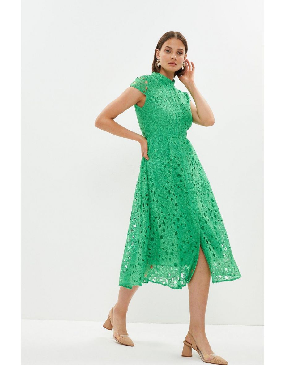 Lace cap sleeve midi dress best sale