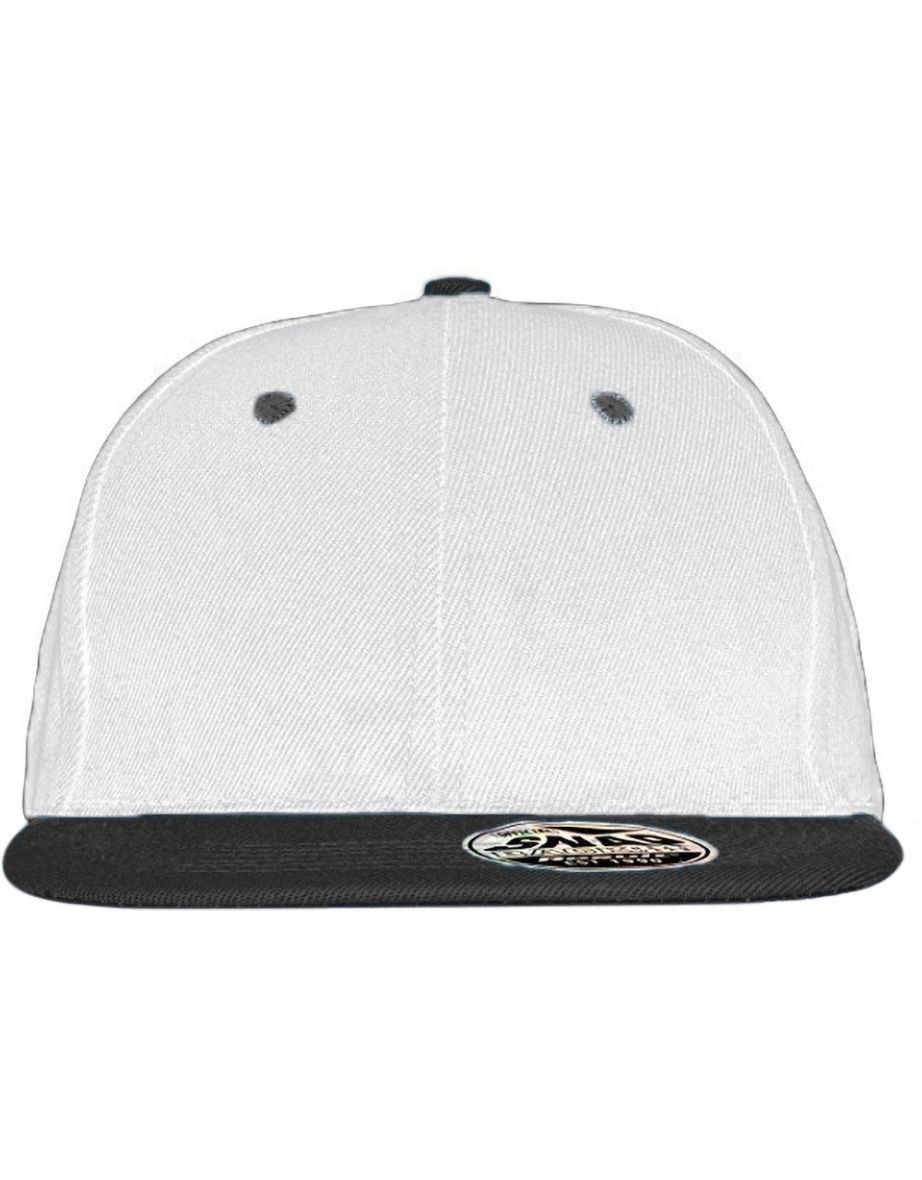 Result Unisex Core Bronx Original Flat Peak Snapback Dual Colour Cap - White/Black - 1