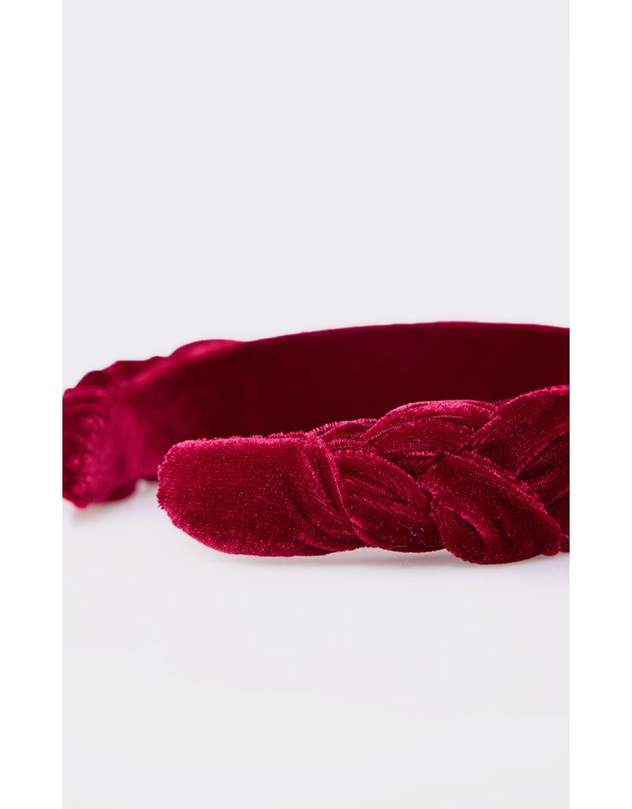 Burgundy Velvet Twist Headband - 2