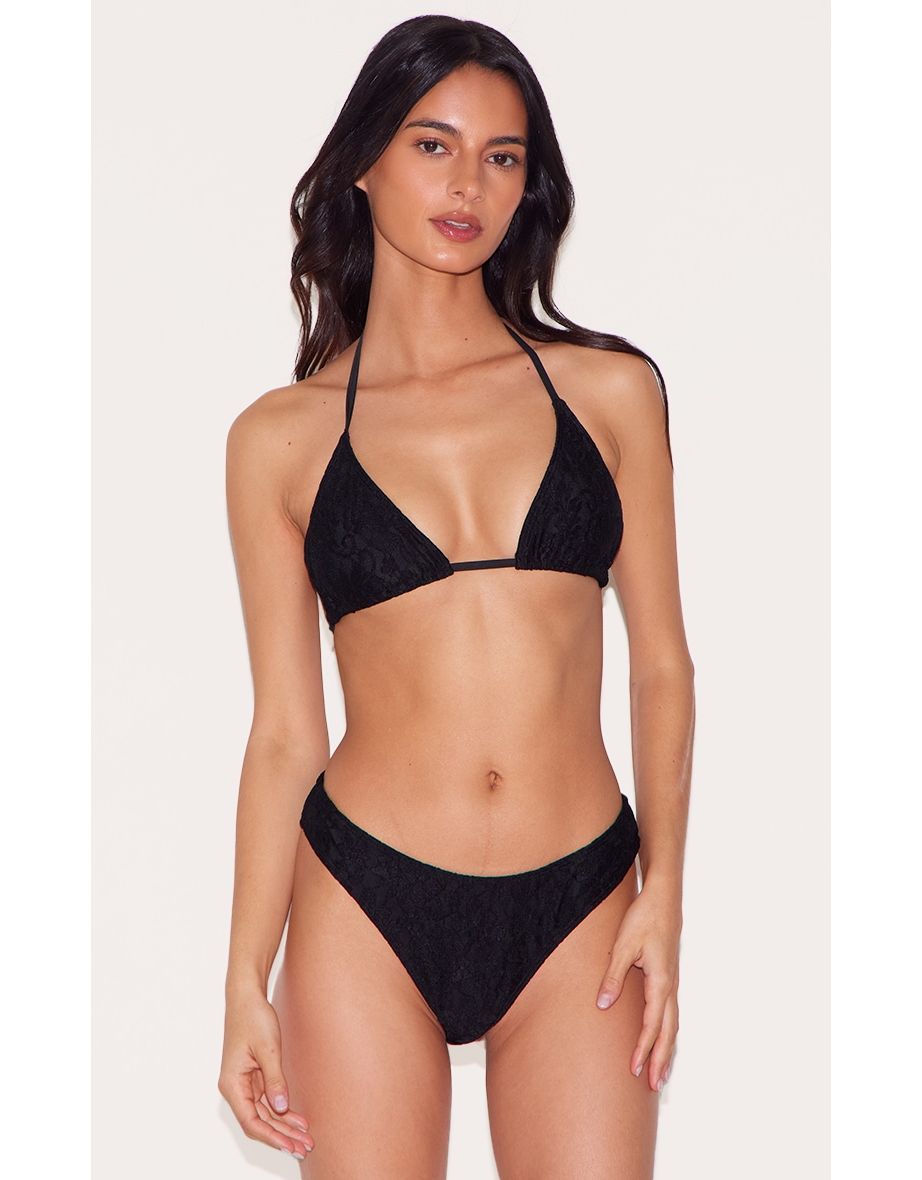 Black Lace Triangle Bikini Top