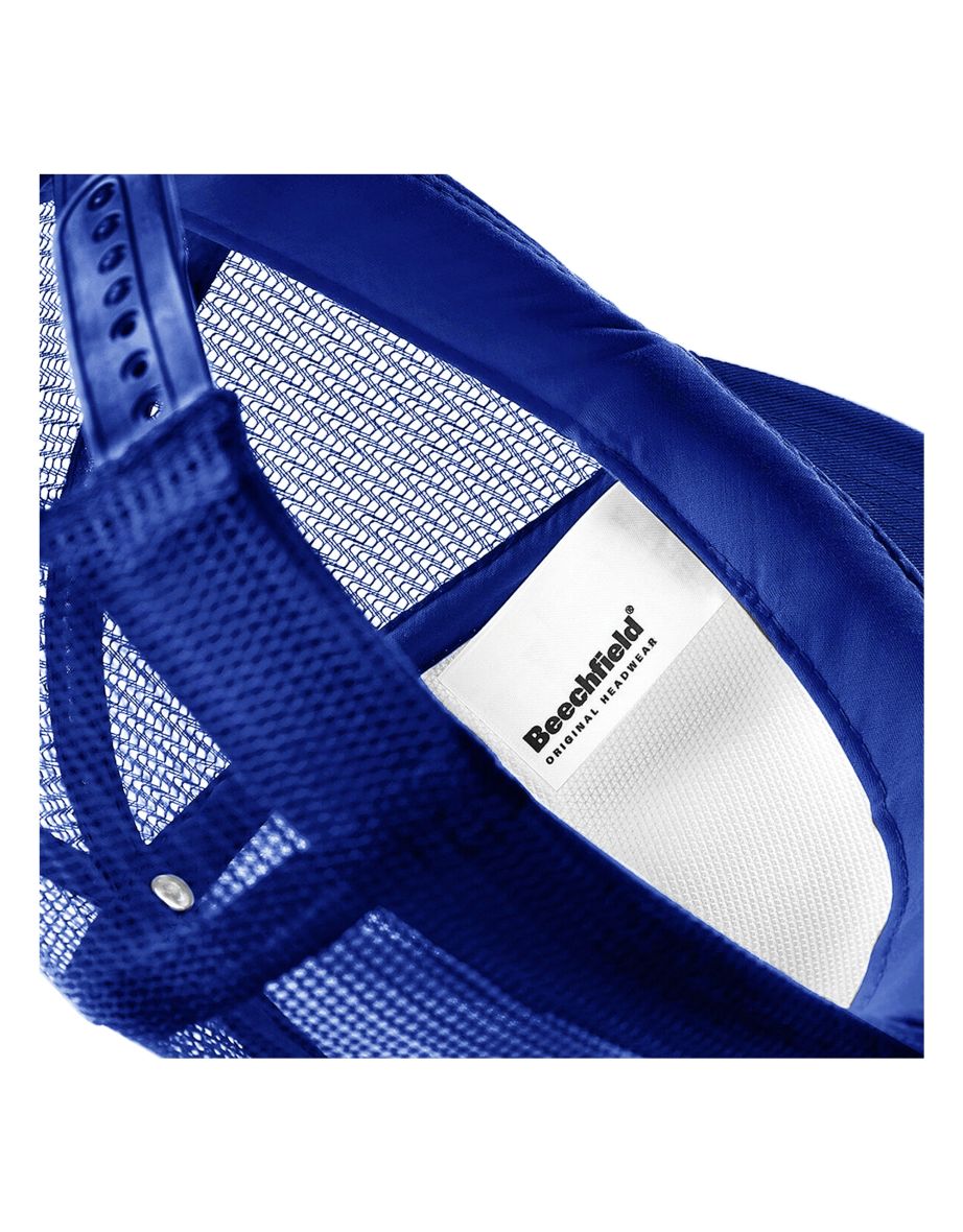 Beechfield Vintage Plain Snap-Back Trucker Cap - Bright Royal/White - 2