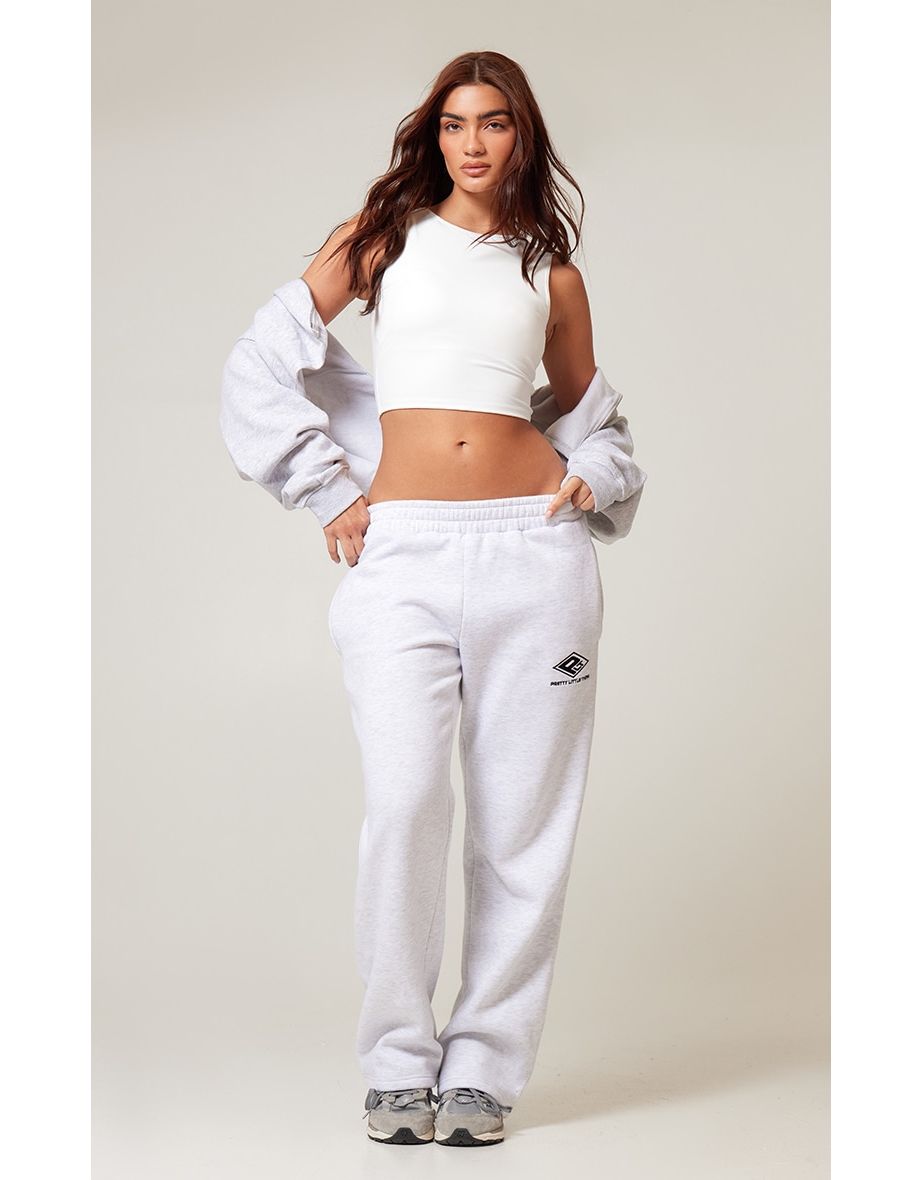 PLT RUN White Sculpt Padded Basic Racer Neck Top