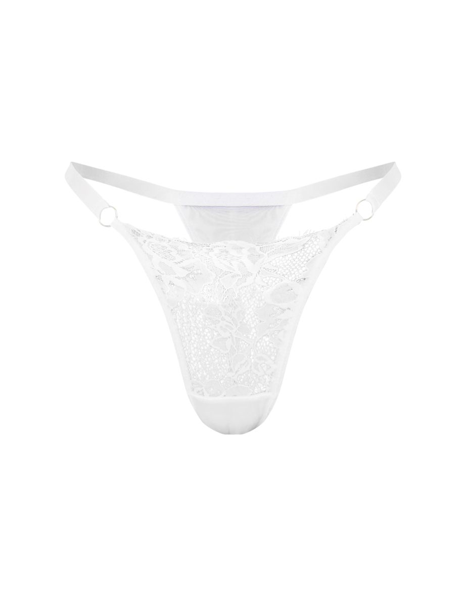 White Eyelash Lace Thong - 3