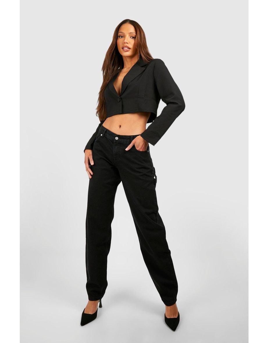 Tall Black Low Rise Boyfriend Jeans