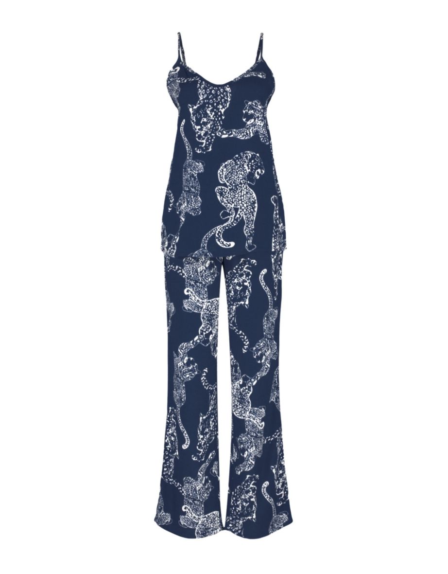 Blue Animal Poplin Woven Pajamas Set - 7