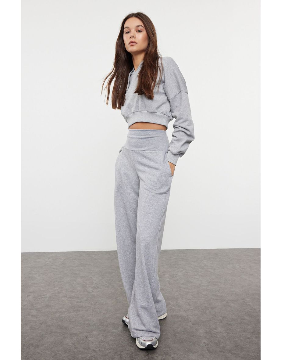 Gray Slim Extra High Waist Pleated Trousers - 4