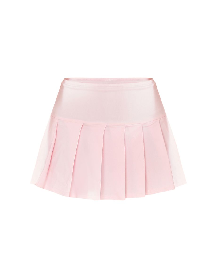 Baby Pink Stretch Woven Skater Skirt - 5