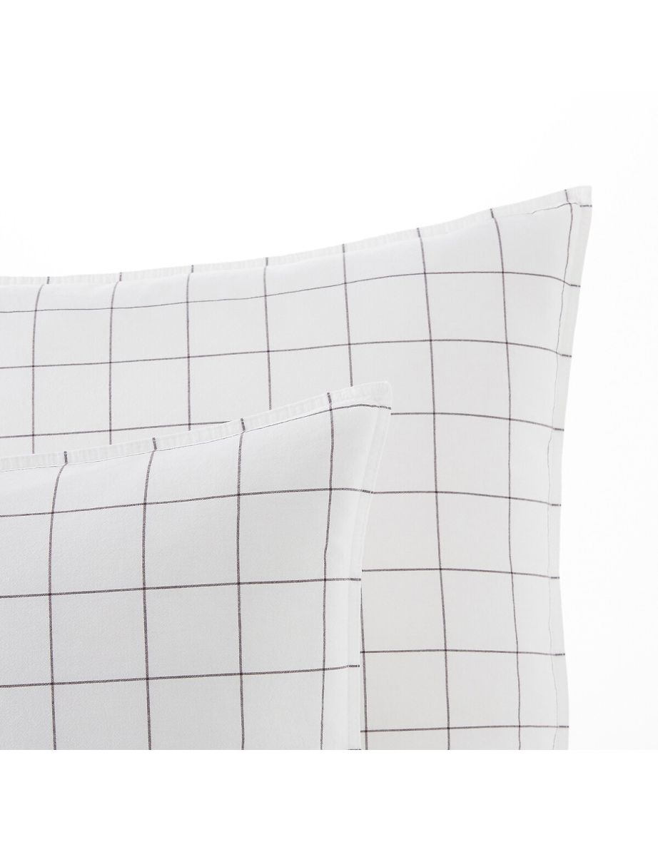 Ponlok Checked 100% Organic Cotton 350 Thread Count Pillowcase - 4