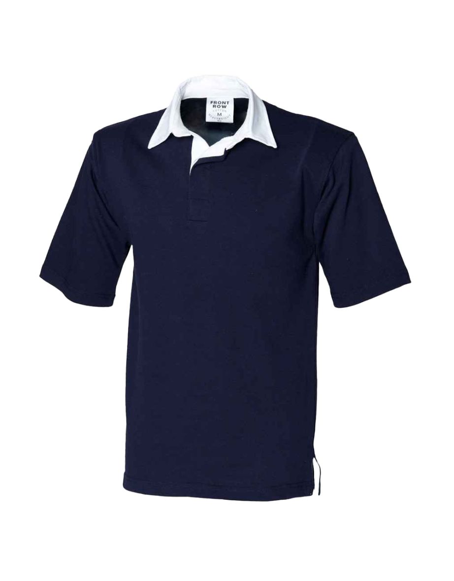 Front Row Mens Heavyweight Short-Sleeved Rugby Polo Shirt - Navy