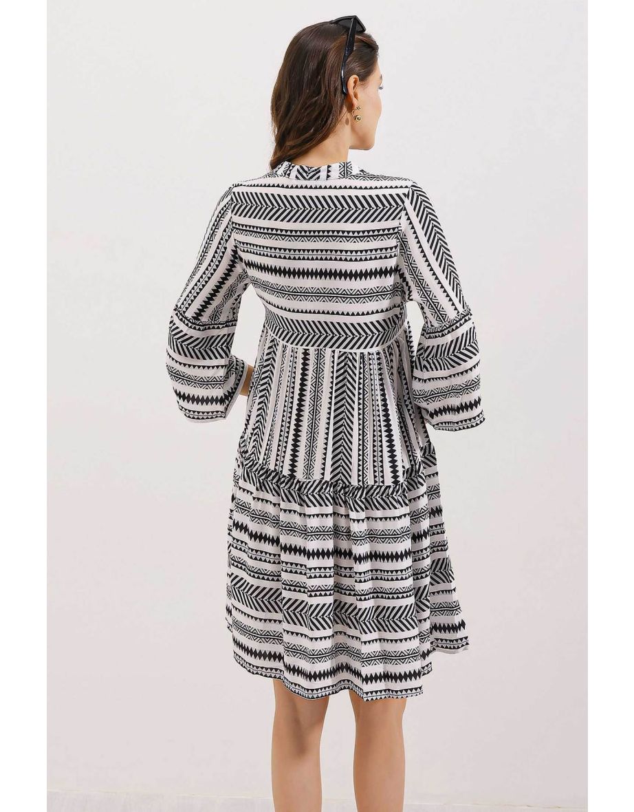 1975 ETHNIC PATTERN DRESS - Black - 4