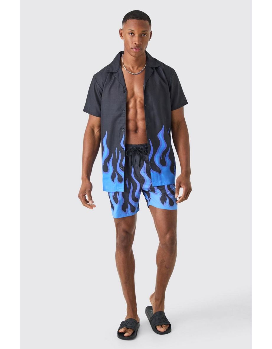 Shop Short Sleeve Flame Shirt Swim Set purple Online in Oman VogaCloset
