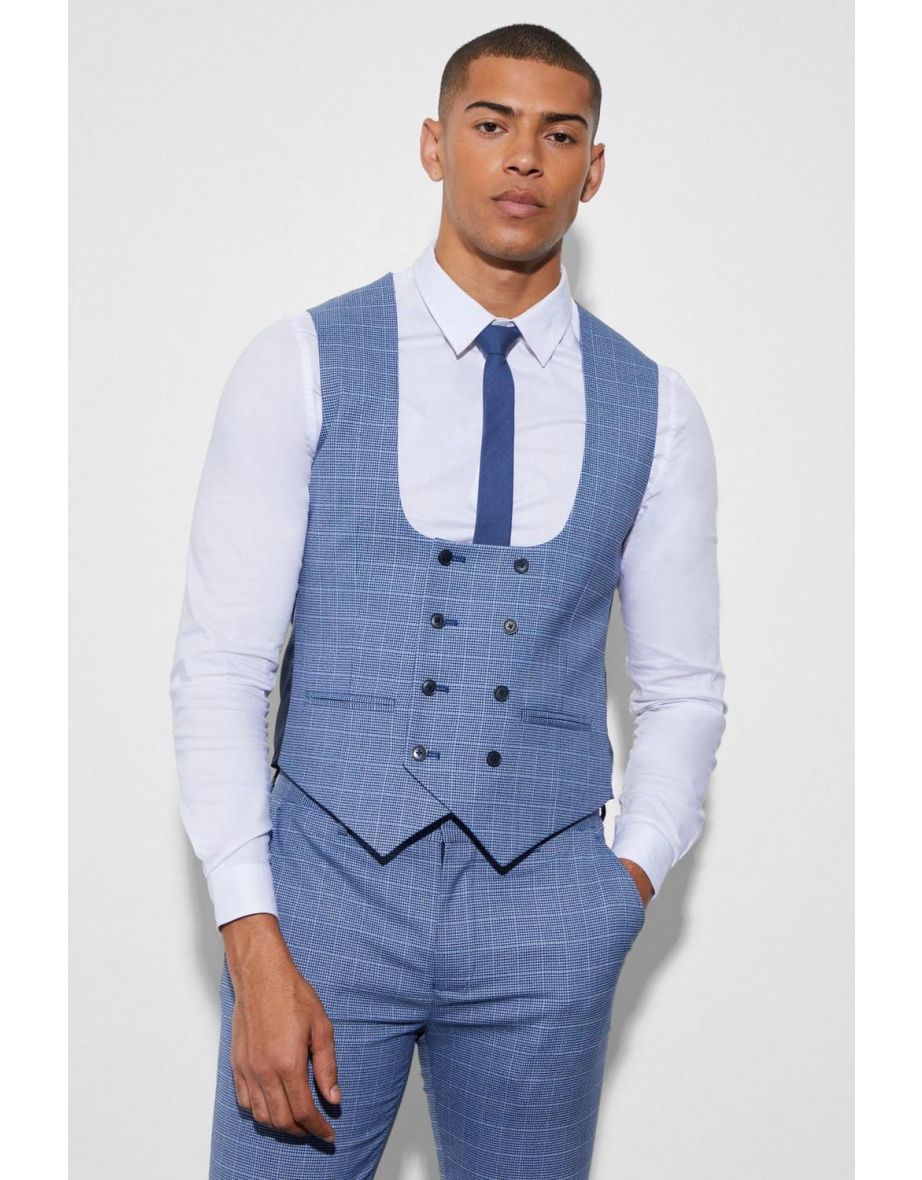 Double breasted clearance check waistcoat