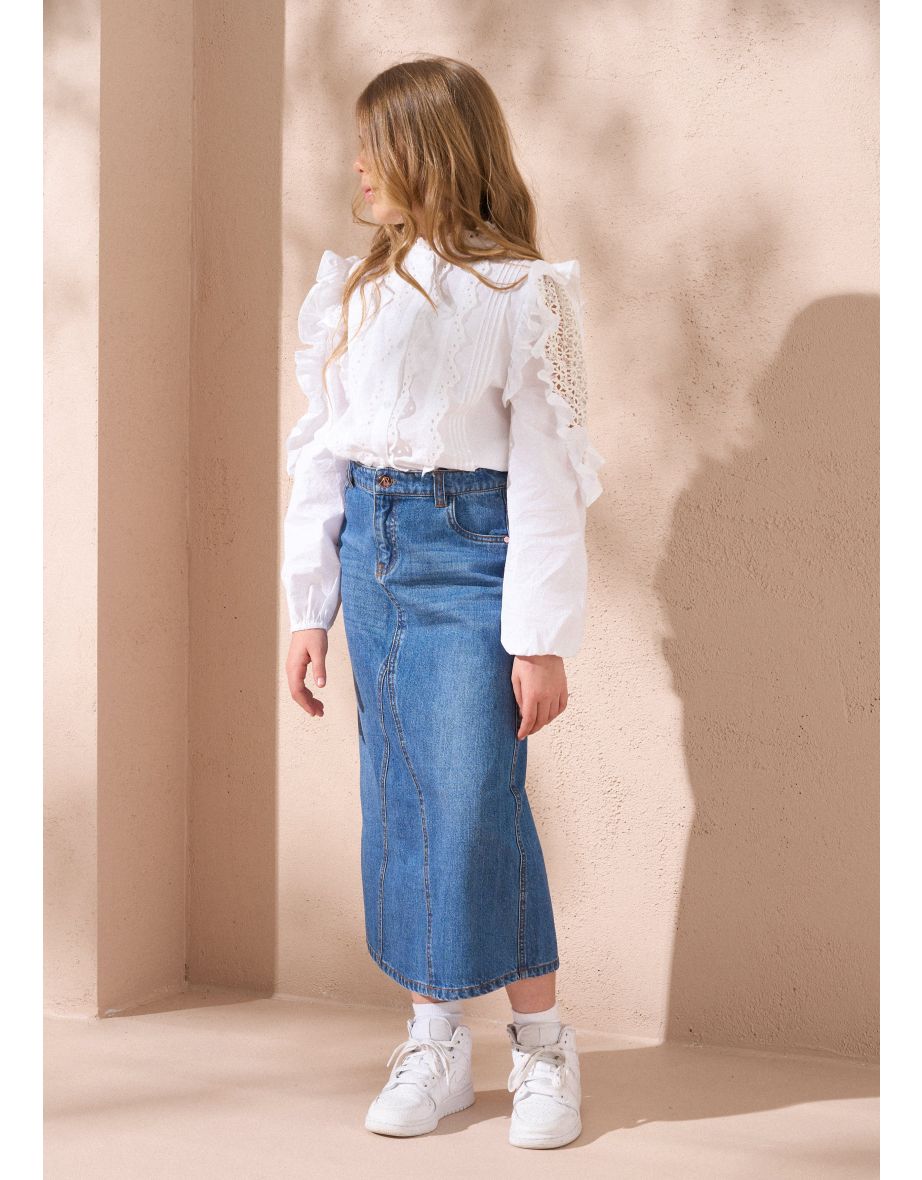 Lacey White Embroidered Frill shirt - 3