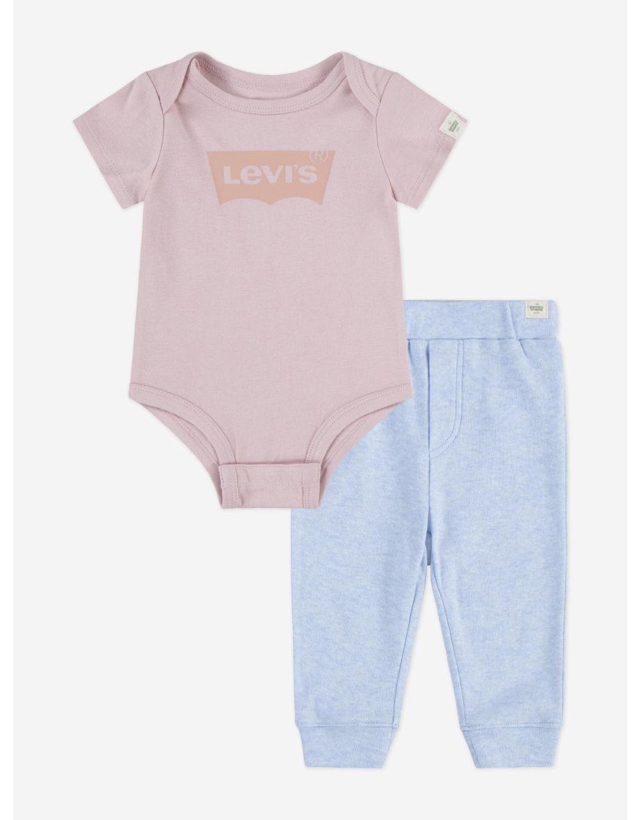 Levi's Baby Girls Batwing Bodysuit Set in Pink