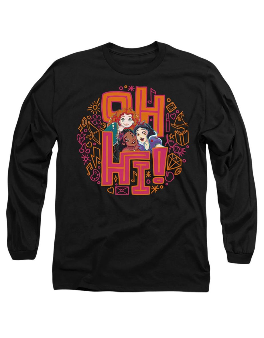 Disney Princess  Adult Oh Hi! Merida Moana Snow White T-Shirt - Black