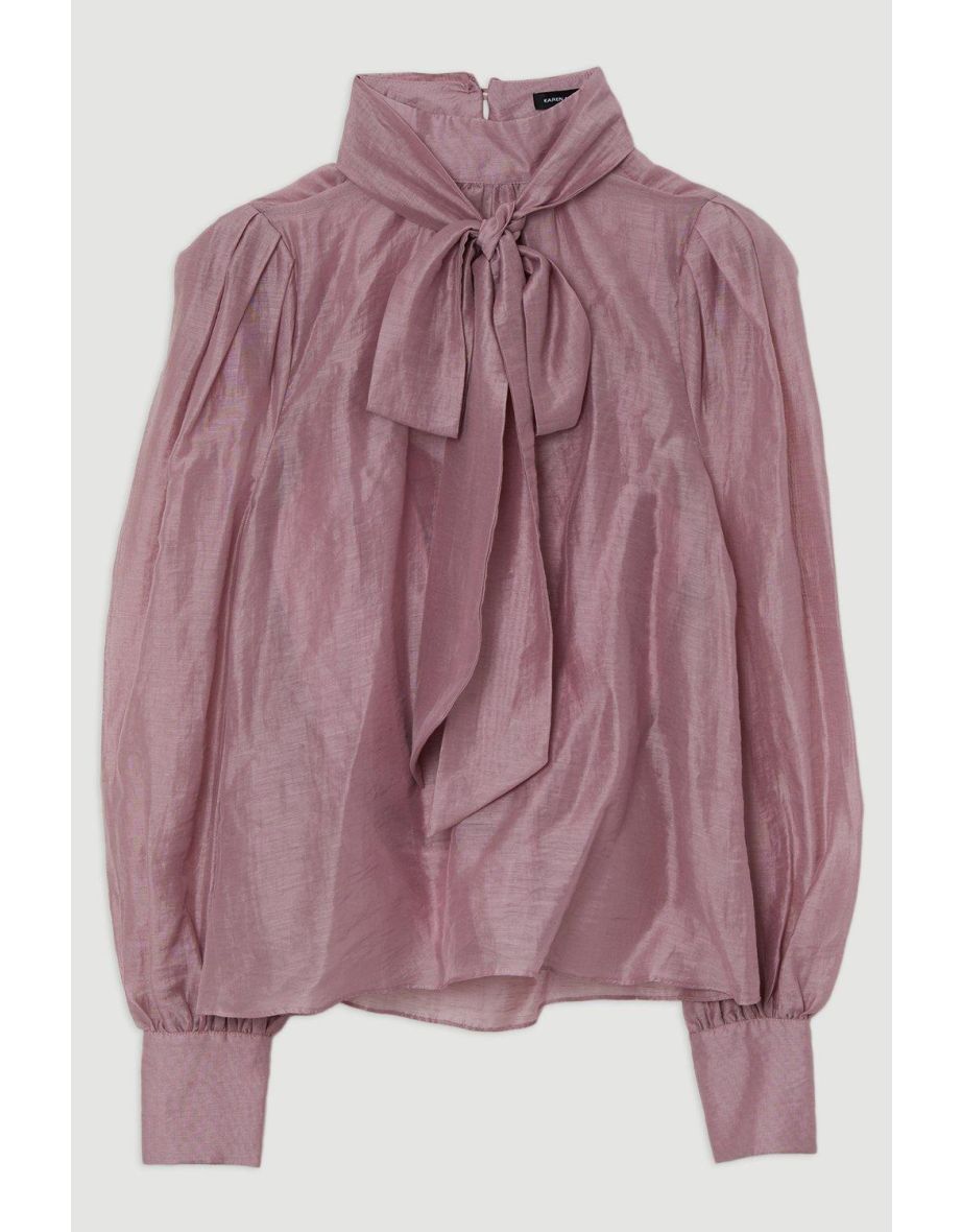 Organdie Woven Bow Blouse - 3