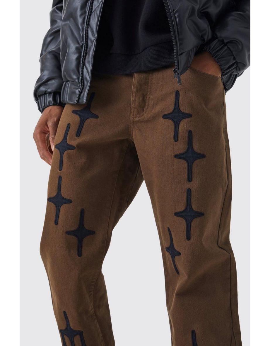 Fixed Waist Relaxed Gusset Applique Trouser - chocolate - 2