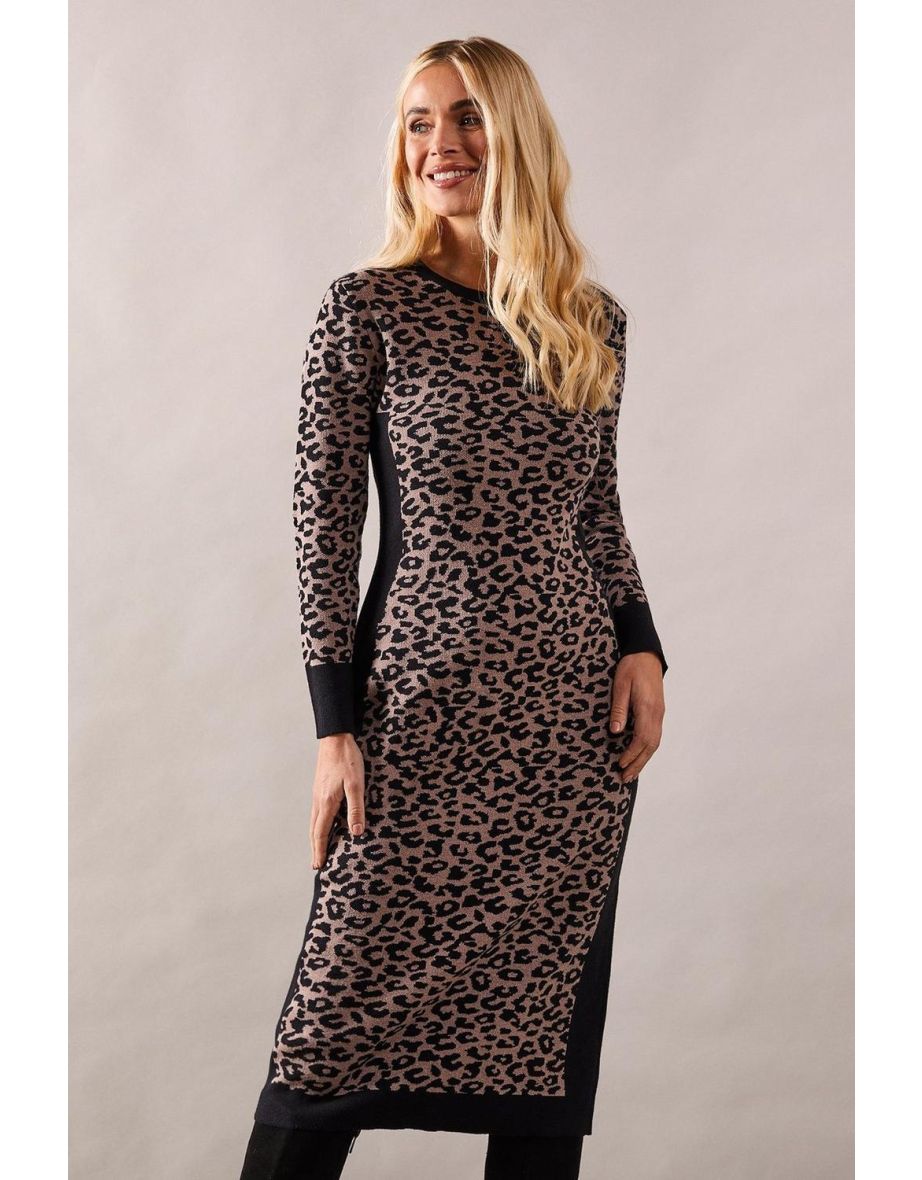 Petite Animal Knitted Midi Dress