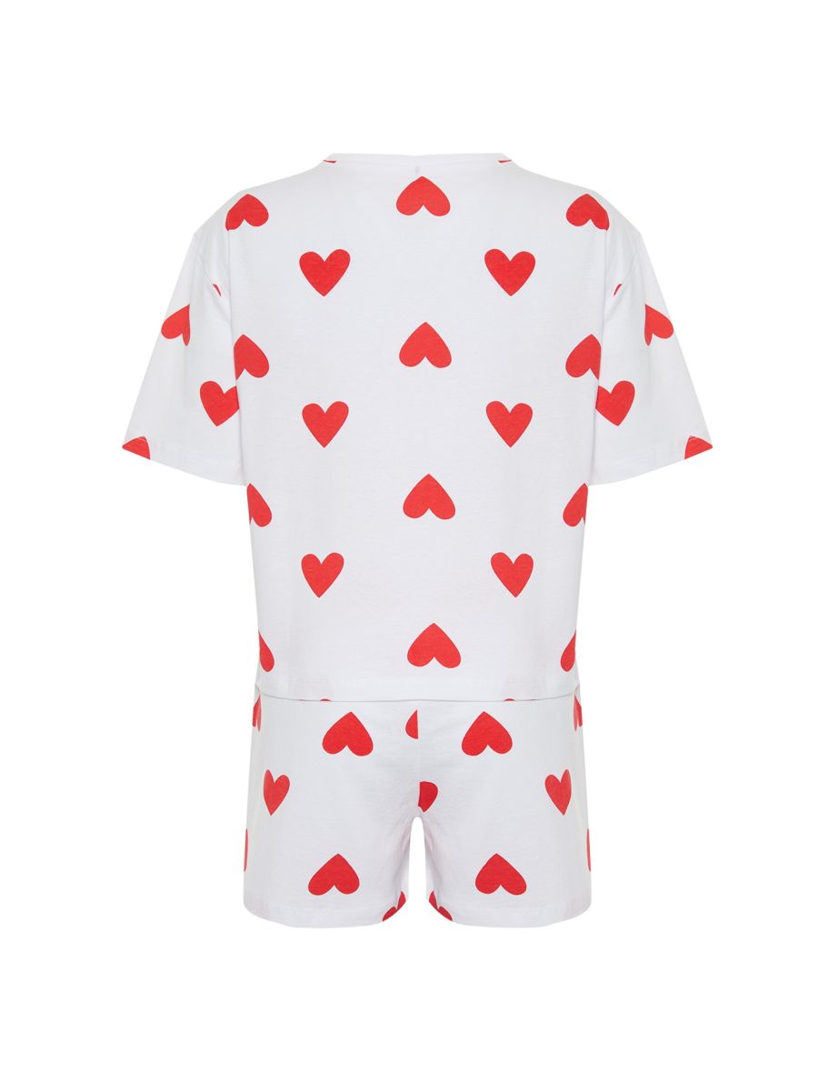 White 100% Cotton Heart Knitted Pajama Set - 7