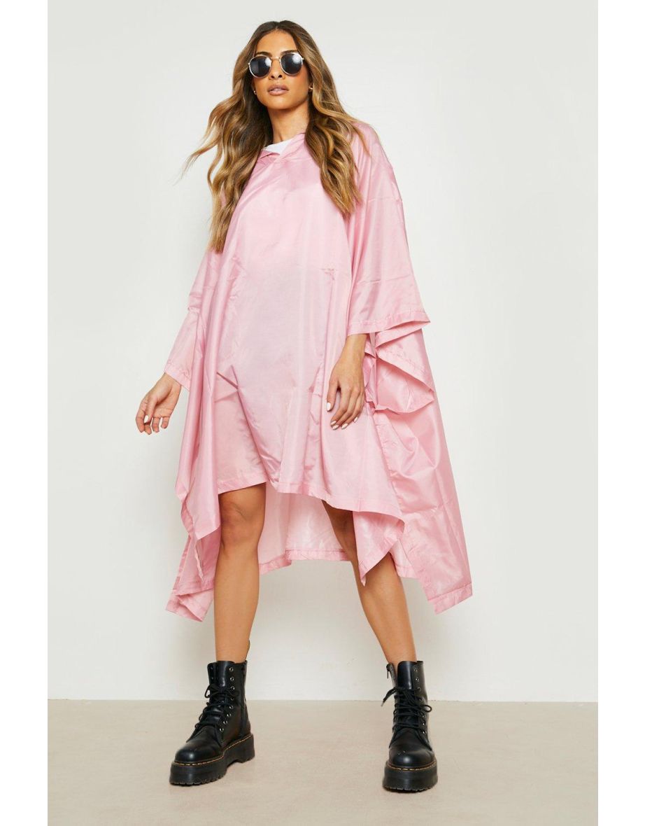 Hooded Festival Poncho - pink
