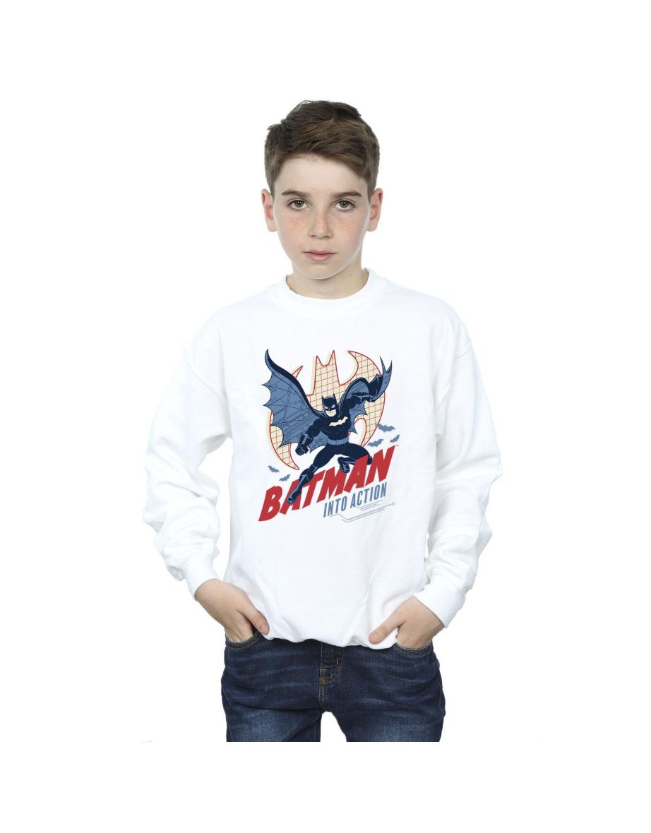 DC Comics Boys Batman Into Action Sweatshirt - White