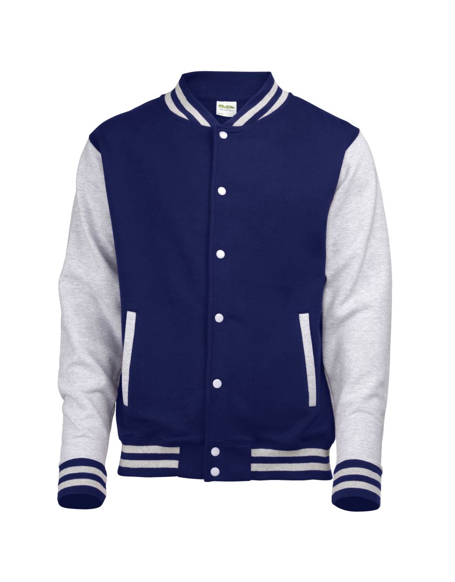 Awdis Unisex Varsity Jacket - Oxford Navy /Heather Grey - 1