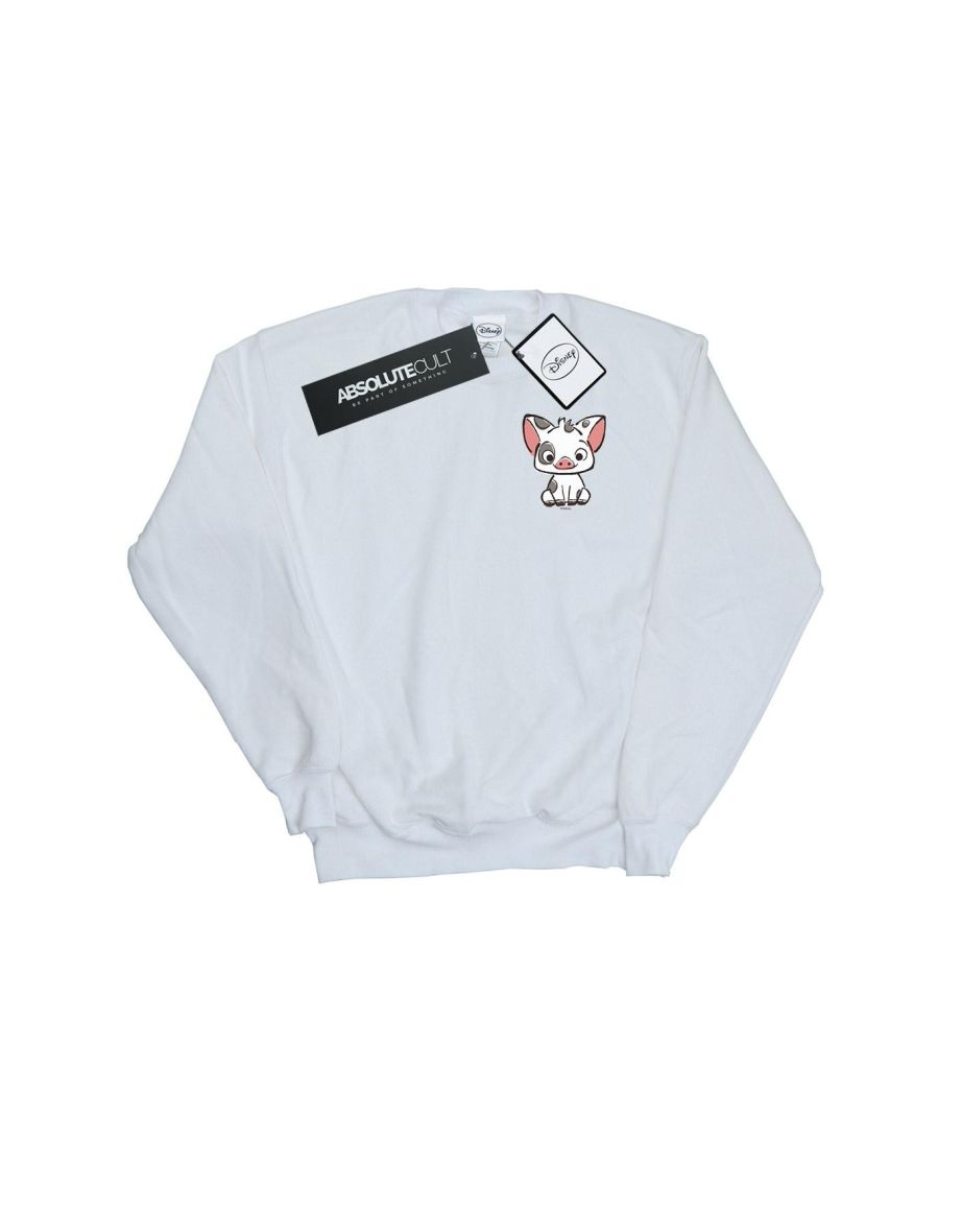 Disney Womens/Ladies Moana Pua The Pig Breast Print Sweatshirt - White - 1