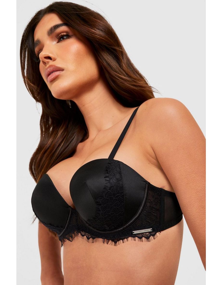 Valentine's Satin & Lace Super Push Up Bra - black - 2