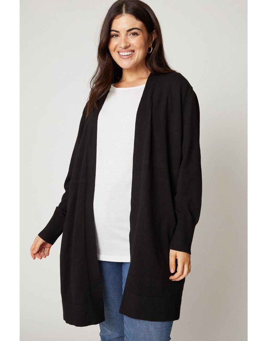 Curve Black Longline Seam Cardigan