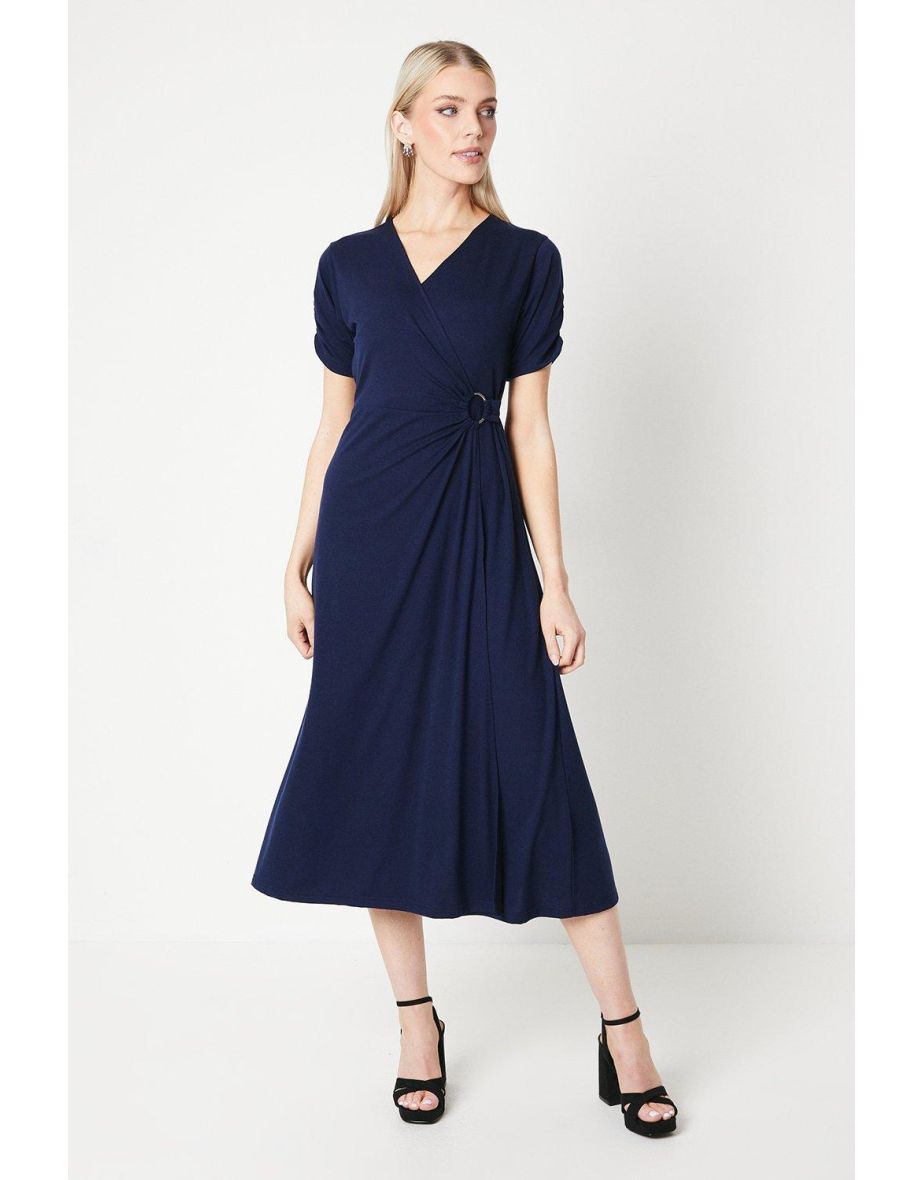 Navy jersey wrap dress on sale