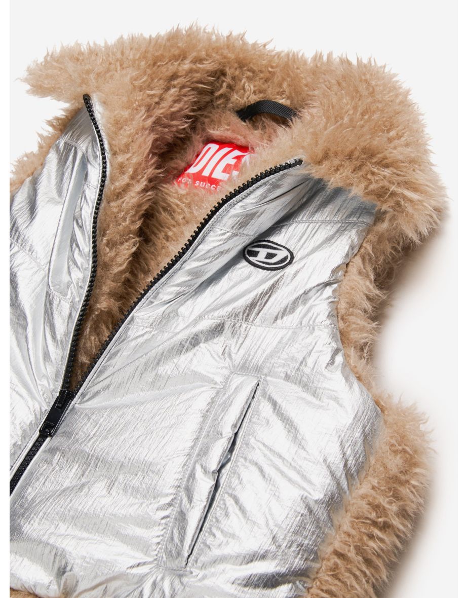 Diesel Girls Metallic Gilet in Silver - 3