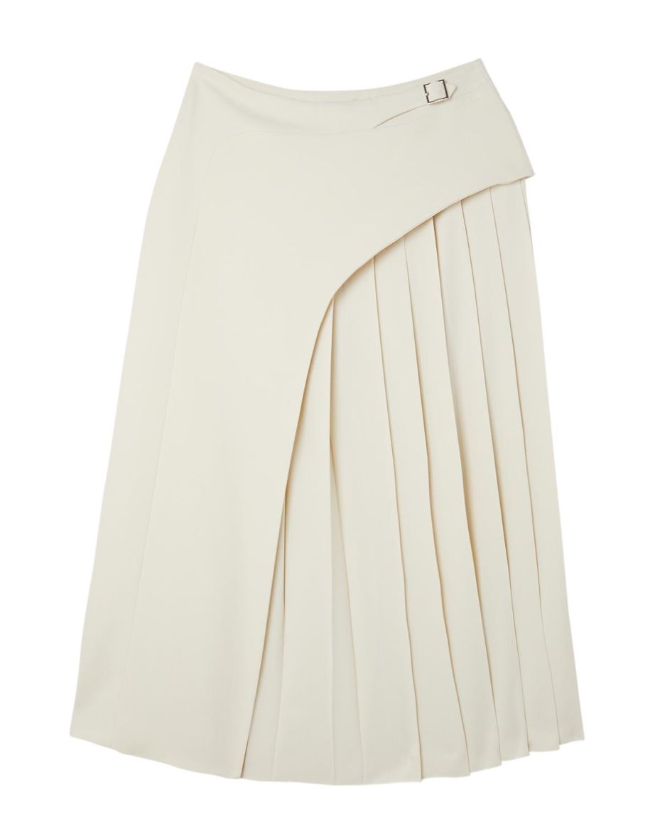 Tailored Buckle Detail Pleated Midi Skirt - 3