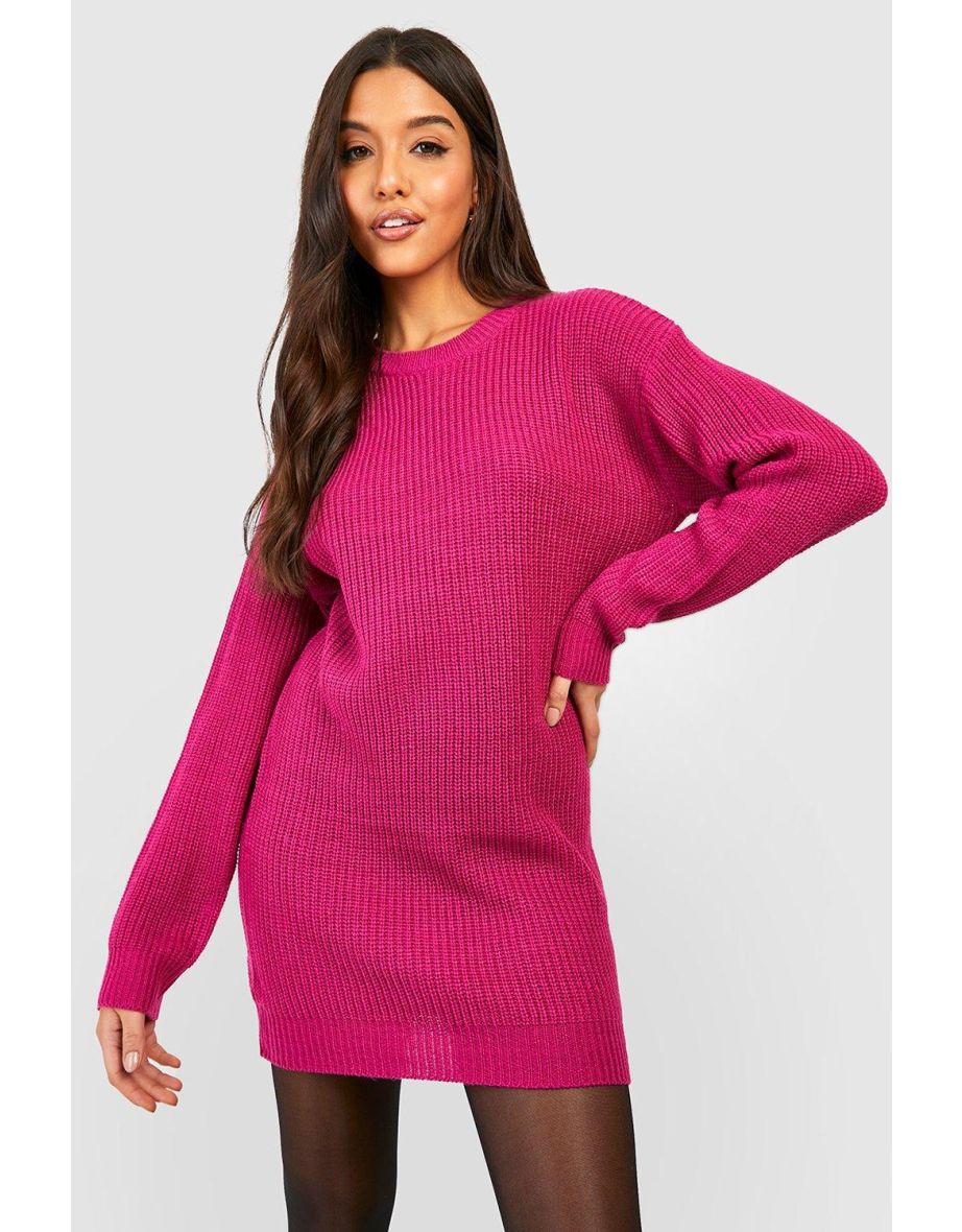 Crew Neck Jumper Dress - orchid