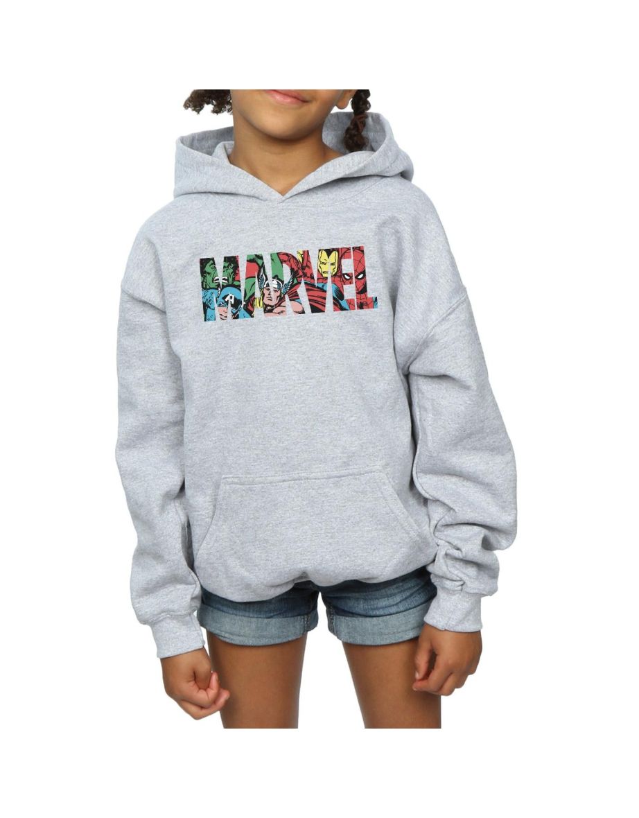 Marvel Comics Girls Logo Character Infill Hoodie - Sports Grey - 3