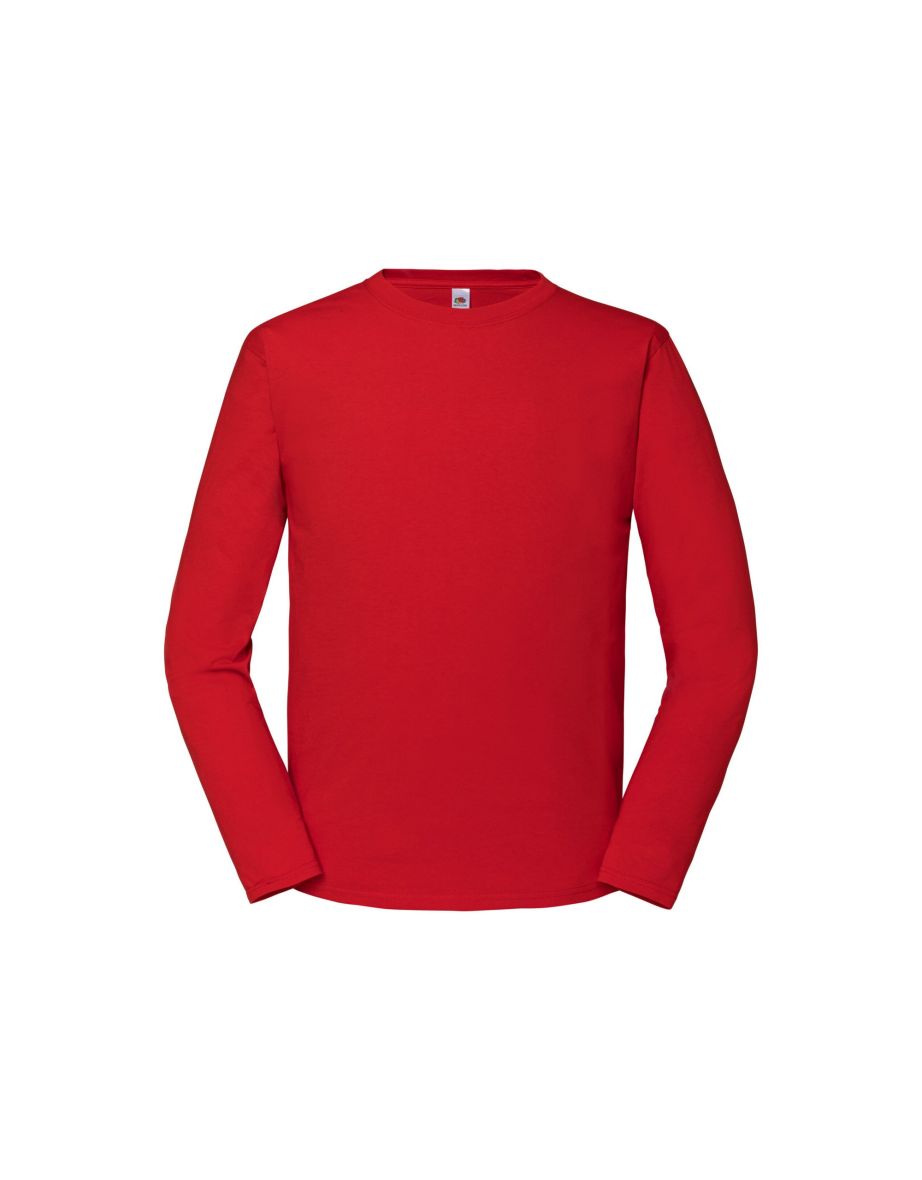 Fruit of the Loom Mens Iconic Premium Long-Sleeved T-Shirt - Red
