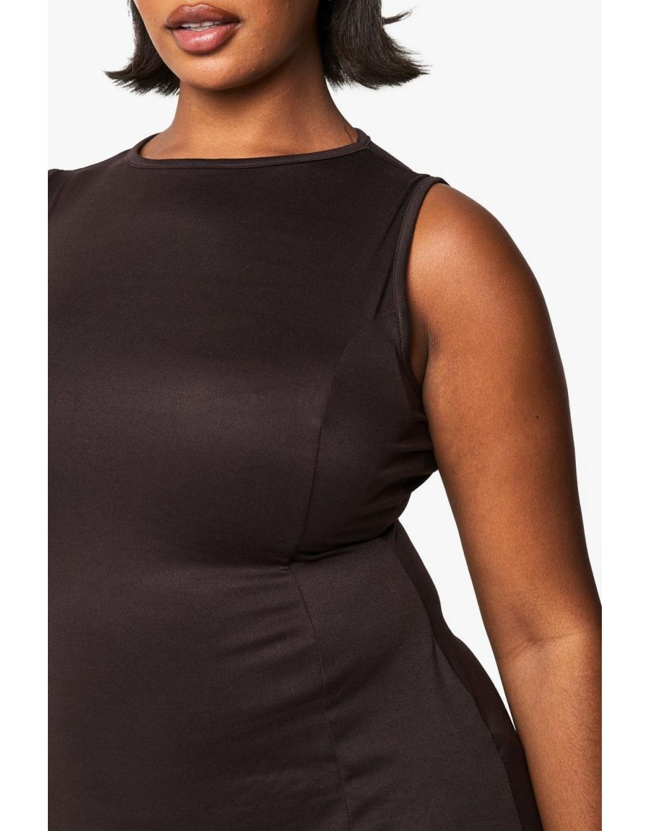 PLUS SUPERSOFT HANKY HEM SHIFT DRESS - chocolate - 3