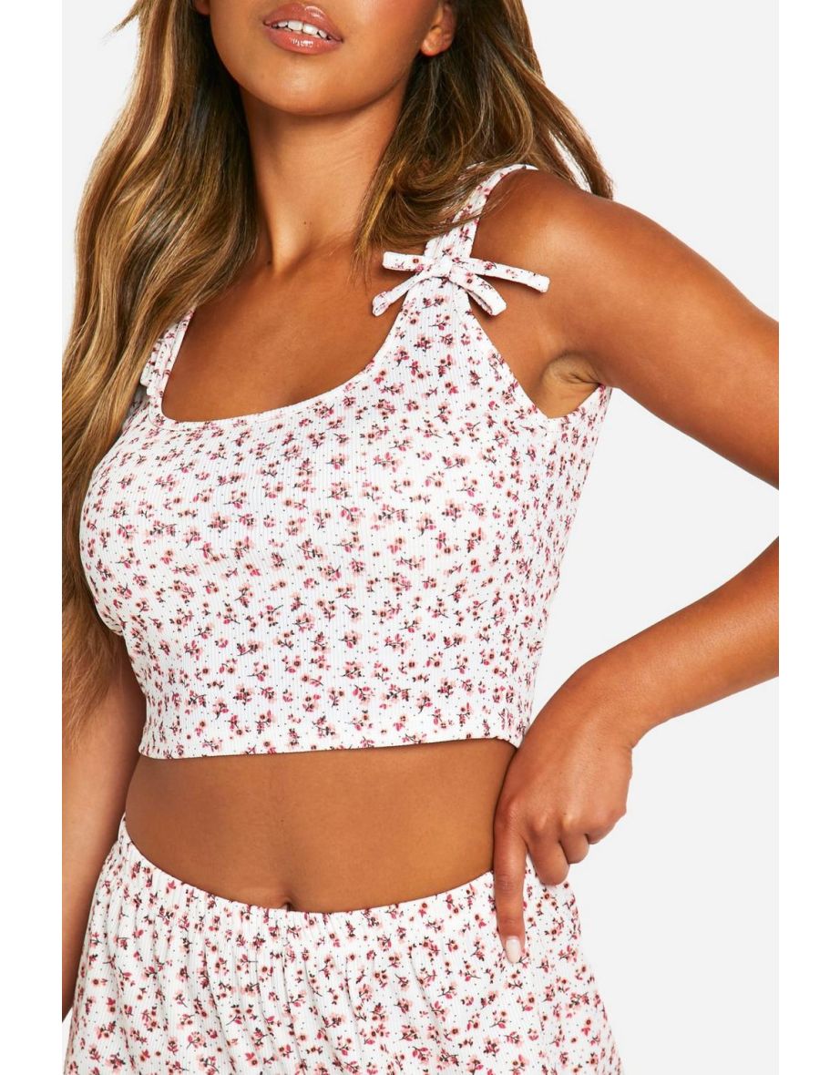 Ditsy Print Vest And Trouser Pj Set - pink - 3