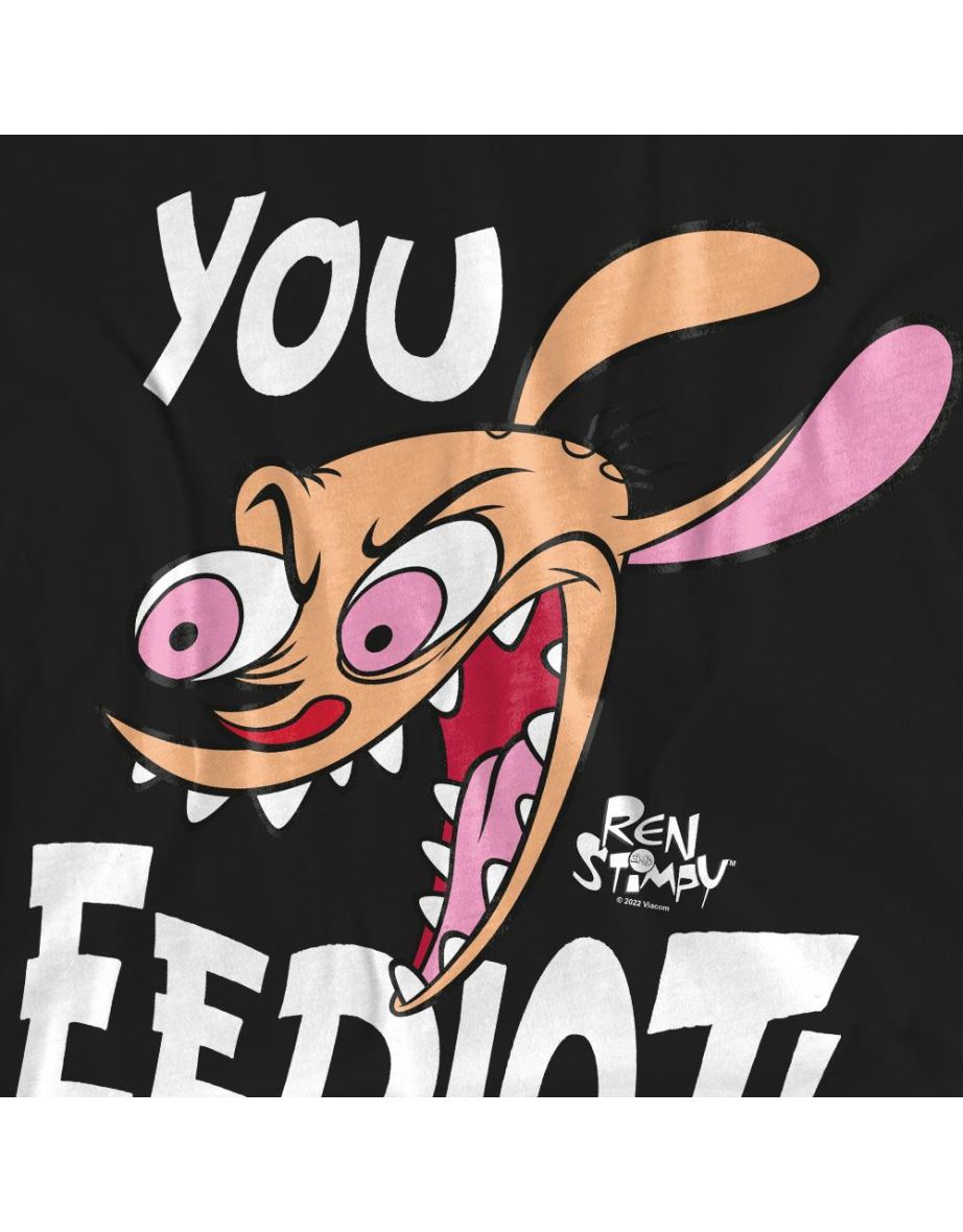 Ren & Stimpy Unisex Adult You Eediot! T-Shirt - Black - 3