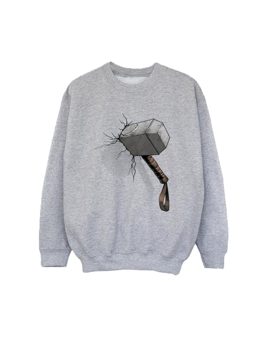 Marvel Universe Boys Thor Hammer Crack Sweatshirt - Sports Grey - 1
