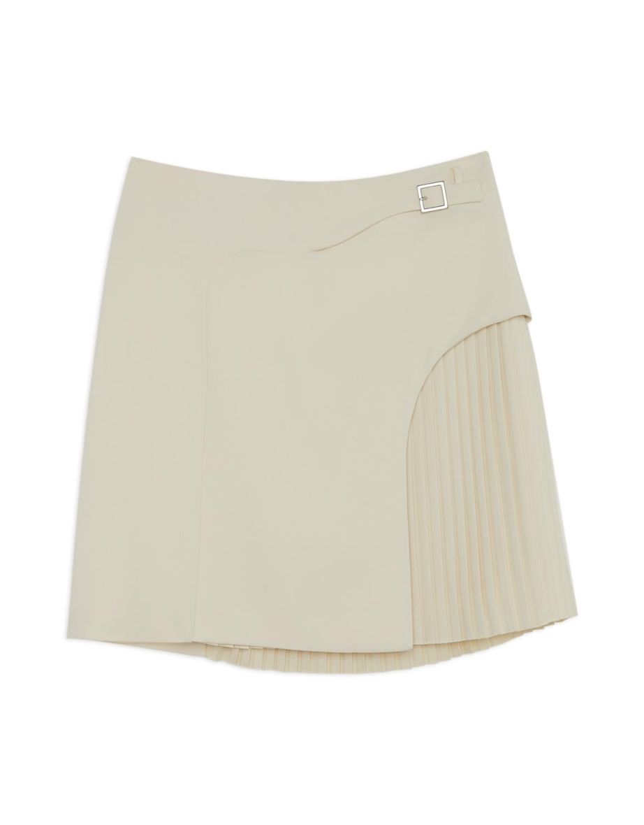 Tailored Buckle Detail Pleated Mini Skirt - 3