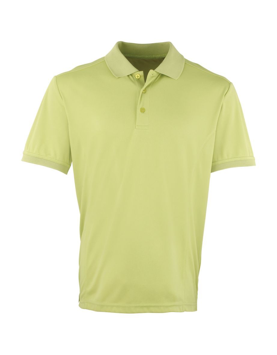 Premier Mens Coolchecker Pique Short Sleeve Polo T-Shirt - Lime