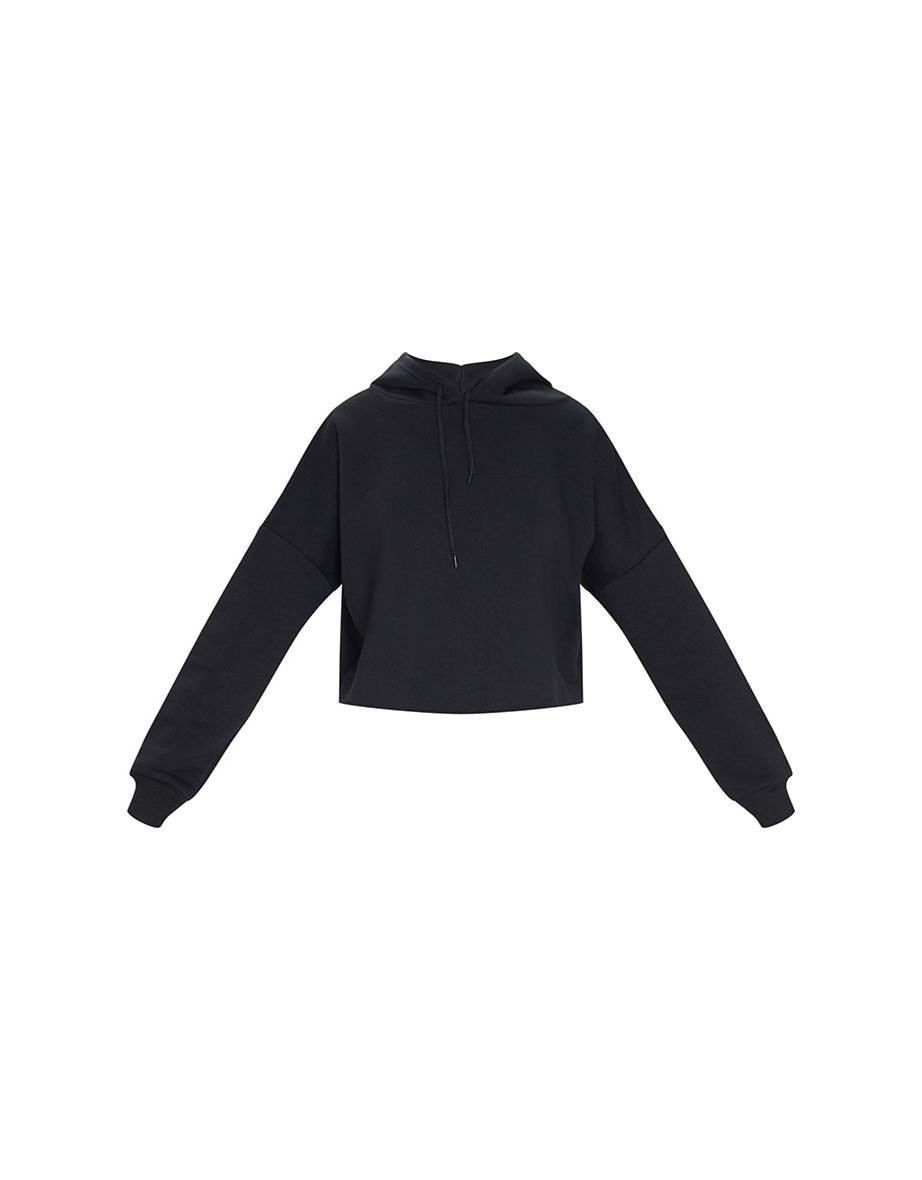 Recycled Black Oversized Crop Hoodie - 4