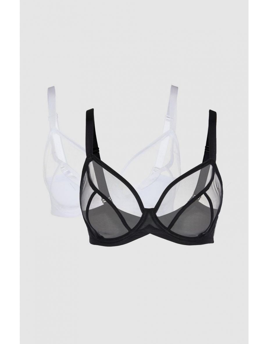 DD+ 2pp Sheer Plunge Bra - black_white
