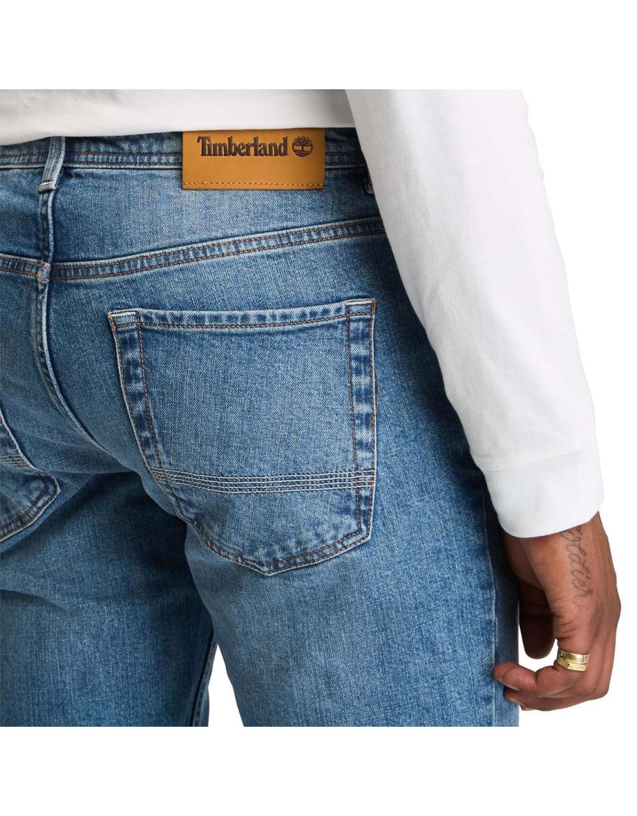 Men's Timberland Sandown Stretch 5 Pocket Slim-Fit Jeans in Blue - 3