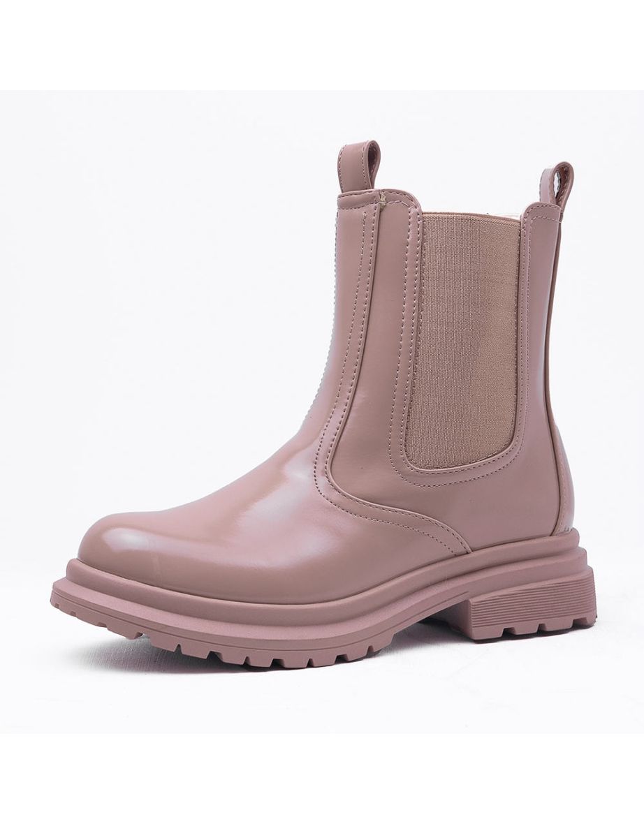 SOPHIE CHUNKY CHELSEA ANKLE BOOTS IN BEIGE - 5