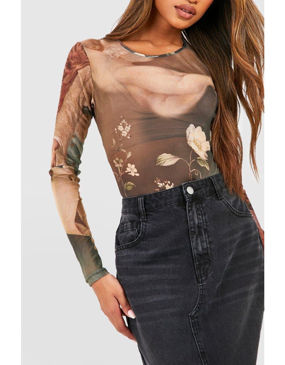 Renaissance Mesh Bodysuit - black - 3